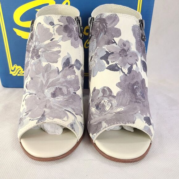 New SBICCA Women's (6) Thea Beige with Gray Floral Heeled Sandales - Picture 4 of 9